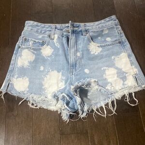 NEON Blonde Jean Cut Off Shorts Siren Mum Fit Size 26 High Rise Bleach Dyed
